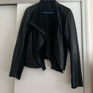 Vince Leather Jacket with Knit Panels XL
